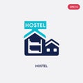 Two color hostel vector icon from hotel concept. isolated blue hostel vector sign symbol can be use for web, mobile and logo. eps