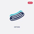 Two color hot dog vector icon from american football concept. isolated blue hot dog vector sign symbol can be use for web, mobile Royalty Free Stock Photo