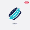 Two color hotdog vector icon from food concept. isolated blue hotdog vector sign symbol can be use for web, mobile and logo. eps Royalty Free Stock Photo