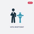Two color hotel receptionist vector icon from music concept. isolated blue hotel receptionist vector sign symbol can be use for