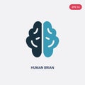 Two color human brian vector icon from nature concept. isolated blue human brian vector sign symbol can be use for web, mobile and