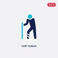 Two color hurt human vector icon from feelings concept. isolated blue hurt human vector sign symbol can be use for web, mobile and