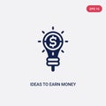 Two color ideas to earn money vector icon from business concept. isolated blue ideas to earn money vector sign symbol can be use Royalty Free Stock Photo