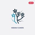 Two color ikebana flowers vector icon from nature concept. isolated blue ikebana flowers vector sign symbol can be use for web,