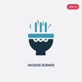 Two color incense burner vector icon from religion-2 concept. isolated blue incense burner vector sign symbol can be use for web,