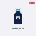 Two color inclined bottle vector icon from beauty concept. isolated blue inclined bottle vector sign symbol can be use for web,