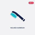 Two color inclined hairbrush vector icon from beauty concept. isolated blue inclined hairbrush vector sign symbol can be use for