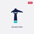 Two color inclined picker vector icon from construction concept. isolated blue inclined picker vector sign symbol can be use for