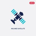 Two color inclined satellite vector icon from astronomy concept. isolated blue inclined satellite vector sign symbol can be use