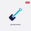 Two color inclined shovel vector icon from construction concept. isolated blue inclined shovel vector sign symbol can be use for