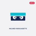 Two color inclined videocassette vector icon from cinema concept. isolated blue inclined videocassette vector sign symbol can be