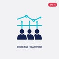 Two color increase team work vector icon from business concept. isolated blue increase team work vector sign symbol can be use for