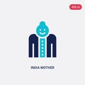 Two color india mother vector icon from india concept. isolated blue india mother vector sign symbol can be use for web, mobile