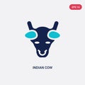 Two color indian cow vector icon from india concept. isolated blue indian cow vector sign symbol can be use for web, mobile and