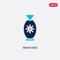 Two color indian vase vector icon from india concept. isolated blue indian vase vector sign symbol can be use for web, mobile and