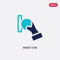Two color insert coin vector icon from e-commerce and payment concept. isolated blue insert coin vector sign symbol can be use for
