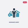 Two color insurance agent vector icon from insurance concept. isolated blue insurance agent vector sign symbol can be use for web