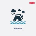 Two color inundation vector icon from insurance concept. isolated blue inundation vector sign symbol can be use for web, mobile