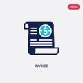 Two color invoice vector icon from digital economy concept. isolated blue invoice vector sign symbol can be use for web, mobile Royalty Free Stock Photo