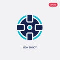 Two color iron shoot vector icon from gym and fitness concept. isolated blue iron shoot vector sign symbol can be use for web,