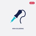 Two color iron soldering vector icon from construction and tools concept. isolated blue iron soldering vector sign symbol can be