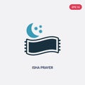 Two color isha prayer vector icon from signs concept. isolated blue isha prayer vector sign symbol can be use for web, mobile and Royalty Free Stock Photo