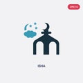 Two color isha vector icon from religion-2 concept. isolated blue isha vector sign symbol can be use for web, mobile and logo. eps
