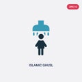 Two color islamic ghusl vector icon from religion-2 concept. isolated blue islamic ghusl vector sign symbol can be use for web, Royalty Free Stock Photo