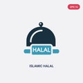 Two color islamic halal vector icon from religion-2 concept. isolated blue islamic halal vector sign symbol can be use for web,