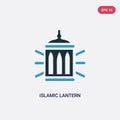 Two color islamic lantern vector icon from religion concept. isolated blue islamic lantern vector sign symbol can be use for web,