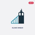 Two color islamic minbar vector icon from religion-2 concept. isolated blue islamic minbar vector sign symbol can be use for web, Royalty Free Stock Photo