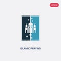 Two color islamic praying carpet vector icon from religion-2 concept. isolated blue islamic praying carpet vector sign symbol can