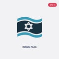 Two color israel flag vector icon from religion concept. isolated blue israel flag vector sign symbol can be use for web, mobile Royalty Free Stock Photo
