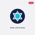 Two color israel star of david vector icon from cultures concept. isolated blue israel star of david vector sign symbol can be use Royalty Free Stock Photo