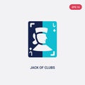 Two color jack of clubs vector icon from gaming concept. isolated blue jack of clubs vector sign symbol can be use for web, mobile