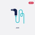 Two color jack vector icon from electronic devices concept. isolated blue jack vector sign symbol can be use for web, mobile and