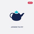 Two color japanese tea pot vector icon from food concept. isolated blue japanese tea pot vector sign symbol can be use for web, Royalty Free Stock Photo