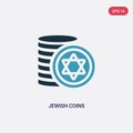 Two color jewish coins vector icon from religion concept. isolated blue jewish coins vector sign symbol can be use for web, mobile