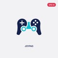 Two color joypad vector icon from electronic stuff fill concept. isolated blue joypad vector sign symbol can be use for web,