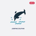 Two color jumping dolphin vector icon from summer concept. isolated blue jumping dolphin vector sign symbol can be use for web,