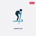Two color jumping ski vector icon from sports concept. isolated blue jumping ski vector sign symbol can be use for web, mobile and
