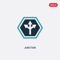 Two color junction vector icon from signs concept. isolated blue junction vector sign symbol can be use for web, mobile and logo.
