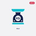 Two color kilo vector icon from general concept. isolated blue kilo vector sign symbol can be use for web, mobile and logo. eps 10