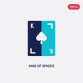 Two color king of spades vector icon from gaming concept. isolated blue king of spades vector sign symbol can be use for web,