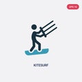 Two color kitesurf vector icon from signs concept. isolated blue kitesurf vector sign symbol can be use for web, mobile and logo.