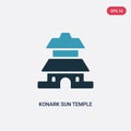 Two color konark sun temple vector icon from monuments concept. isolated blue konark sun temple vector sign symbol can be use for