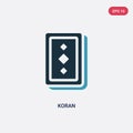 Two color koran vector icon from religion concept. isolated blue koran vector sign symbol can be use for web, mobile and logo. eps Royalty Free Stock Photo
