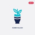 Two color kumbh kalash vector icon from india concept. isolated blue kumbh kalash vector sign symbol can be use for web, mobile Royalty Free Stock Photo