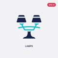 Two color lamps vector icon from furniture and household concept. isolated blue lamps vector sign symbol can be use for web,