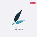 Two color lanceolate vector icon from nature concept. isolated blue lanceolate vector sign symbol can be use for web, mobile and